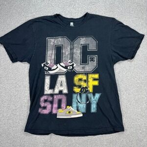 DC Shoes T-Shirt Men's XL Black Graphic Short Sleeve Skater Streetwear Skater